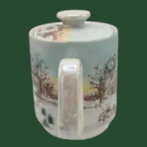 VTG Hand Painted Porcelain Teapot Signed Grace Schultz The Homestead in Winter - Picture 4 of 9